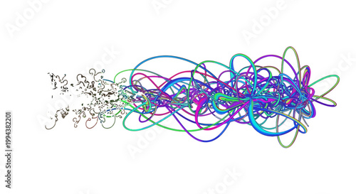 Abstract Tangled Mess of Colorful Lines Design