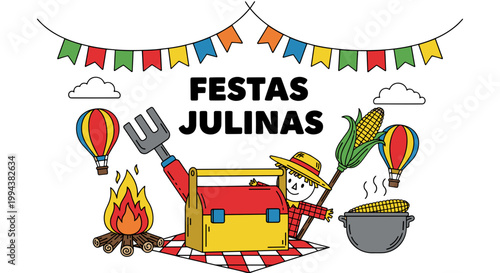 Brazilian Festas Julinas Traditional Folk Festival Elements