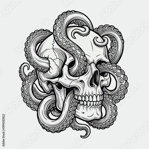 Tentacles Wrapped Around Skull.