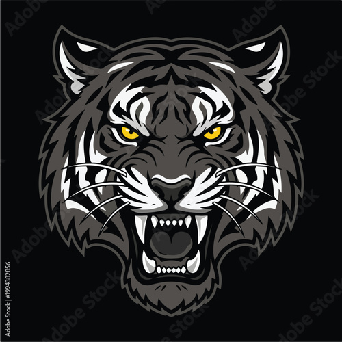 Tiger Face with Yellow Eyes.