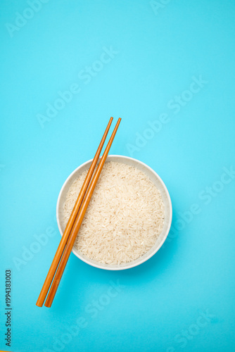 Raw delicious basmati rice heap in the bowl