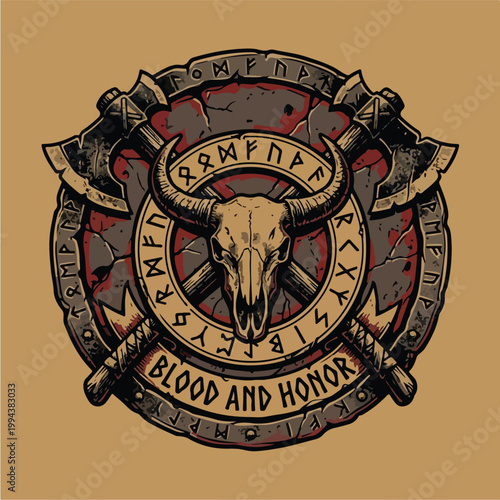 Viking Skull Emblem Design.