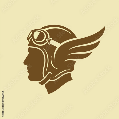 Vintage Aviator Helmet Logo.