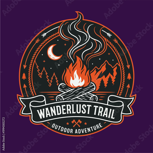 Wanderlust Trail Outdoor Adventure Logo.