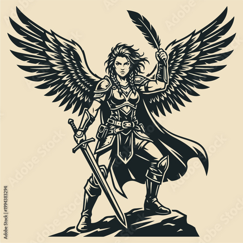 Warrior Angel Holding Sword.