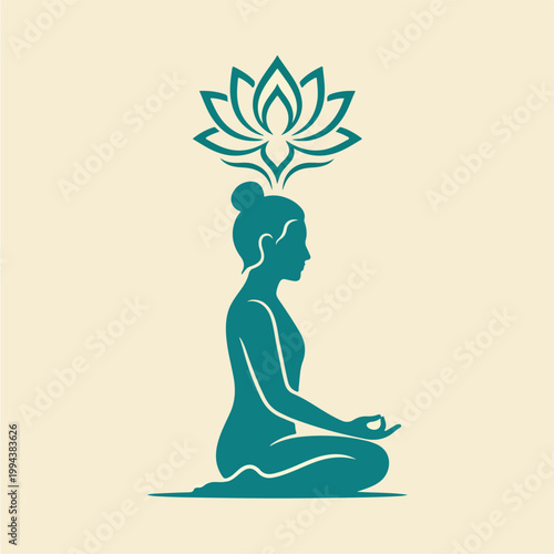 Woman Meditating in Lotus Position.