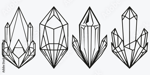 Crystal logo sketch illustration vector set