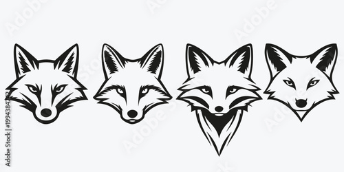 Fox head logo sketch illustration vector set