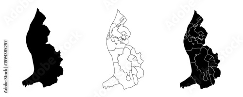 Liechtenstein country vector map in white background.Liechtenstein political map.Map black silhouette. Low detailed. Solid simple style.Outline black and white. Vector editable.
