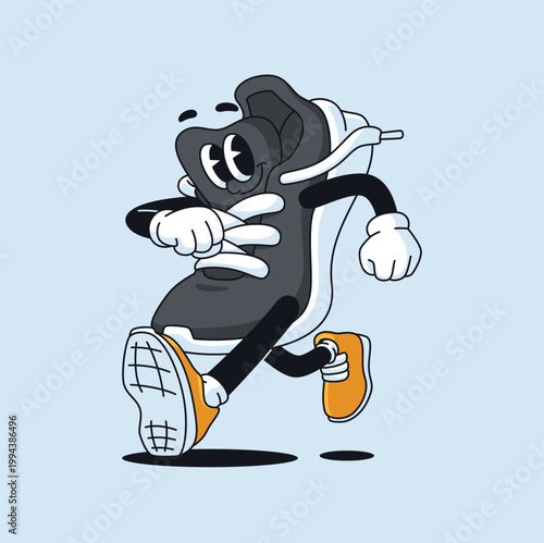 vintage mascot character running shoes jogging