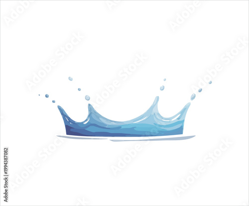A minimalist vector graphic of a turquoise and light blue crown splash with clean lines and a single large droplet creates an elegant and refreshing design element