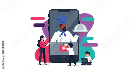 Illustration depicting smart home technologies server central vacuum and indoor security systems