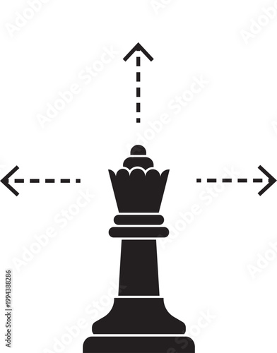Chess Queen Strategy and Movement Icon