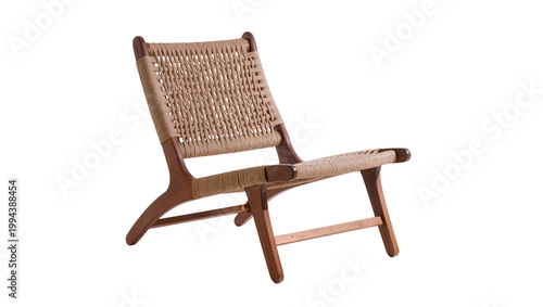 Mid-Century woven seat and backrest wooden chair
