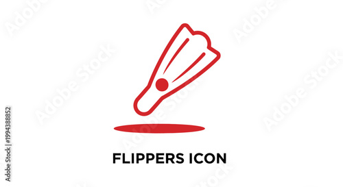 Red Flipper Icon Depicting Swimming, Diving, and Water Sports.