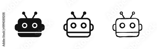 Robot Chatbot Head Icon Set - AI and Automation