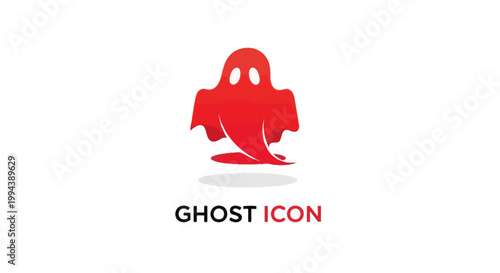 Red Ghost Icon - Simple, Modern, and Spooky Design.