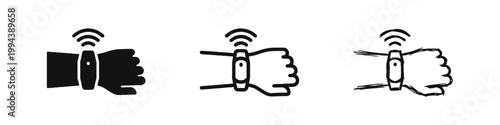 Smartwatch Wearable Technology Icon Set - Wrist and Signal
