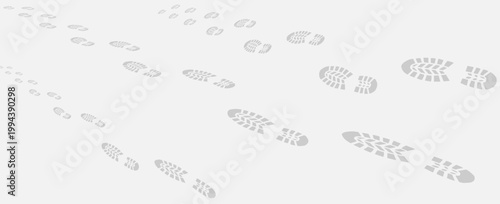 footprint shoe sole tracking path on grey background, shoe footprint path vector