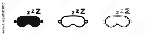 Sleep mask icons with ZZZ symbols for rest and relaxation