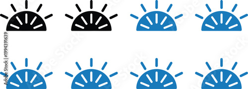 Car light dashboard icon, clean vector set of headlight and warning indicators including dipped beam and LED lamp symbols for vehicle dashboard interface design.