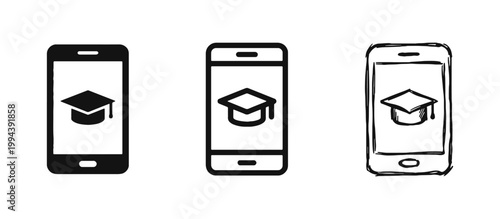 Online Education and Mobile Learning Icon Set