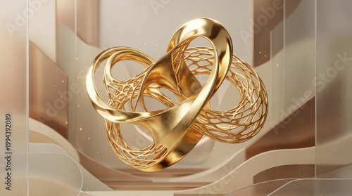 Elegant Golden Abstract Sculpture Sculpture Gold Design Elegance 3D Art Decor. Concept featuring sculpture, gold, design, elegance, 3d for professional commercial design.