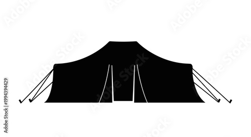 Black fabric canopy with strings.