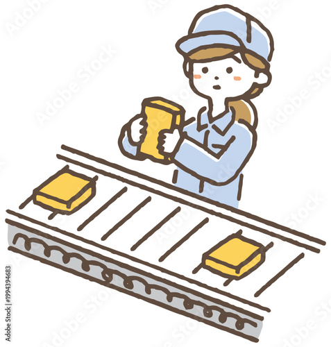 検品・品質チェックをする作業員のイラスト。/ Quality Inspection Worker Illustration.