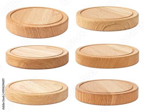 Wooden Coasters Set Round Natural.