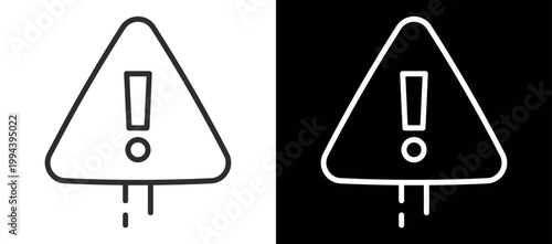 Outlined exclamation warning sign with triangle and drop symbol