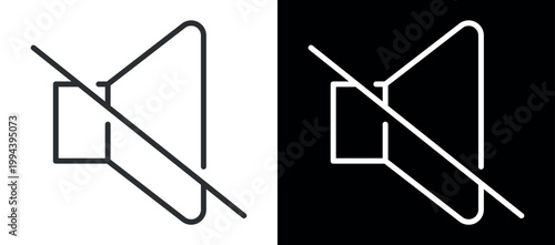 Muted speaker icon: sound off symbol for silence and quiet settings