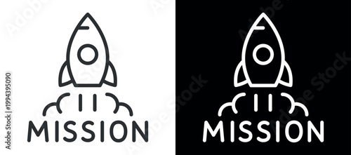 Rocket launch outline with text symbolizing inspiration and achievement