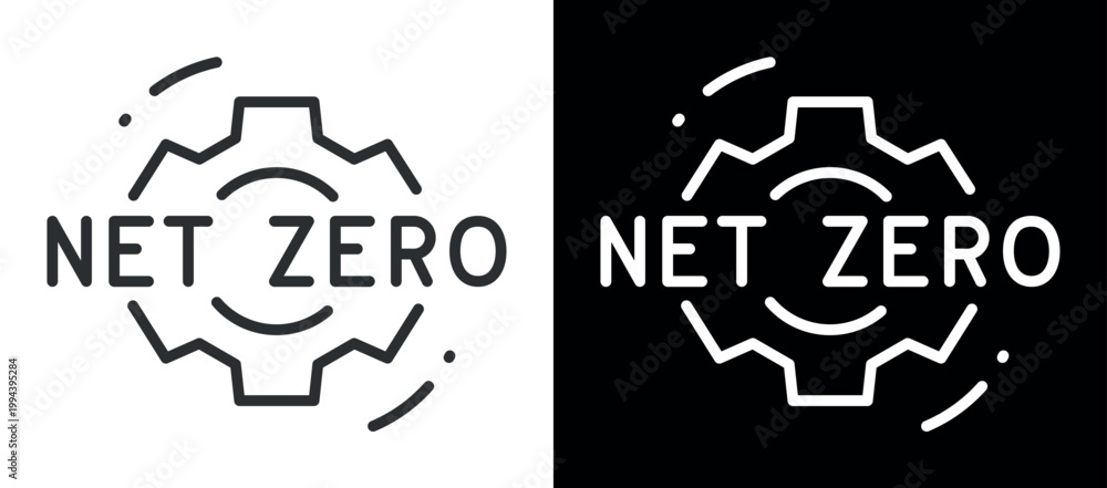 Obraz premium Net zero icon with gear symbolizing sustainability and environmental goals