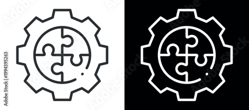 Gear puzzle icon representing teamwork and problem solving concept