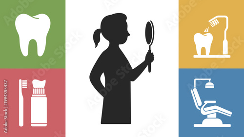 Professional Dental Care and Dentistry Icon Set Including Toothbrush Tooth Crown Mouth Mirror Floss and Smile Symbols for Dental Clinic Healthcare and Oral Hygiene Services