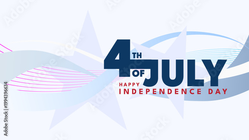 Happy independence day, 4th of july celebration background with stars and waves - banner, poster, card - vector illustration