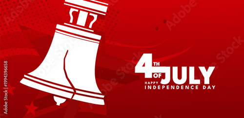 Happy independence day, 4th of july celebration background with liberty bell and stars - banner, poster, card - vector illustration