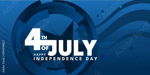 Foto Happy Independence Day 4th of July banner with abstract blue background and star
