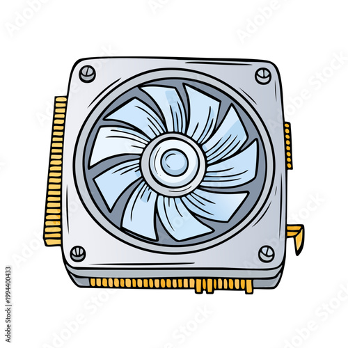 Computer Cooling Fan Graphic Card Component Illustration