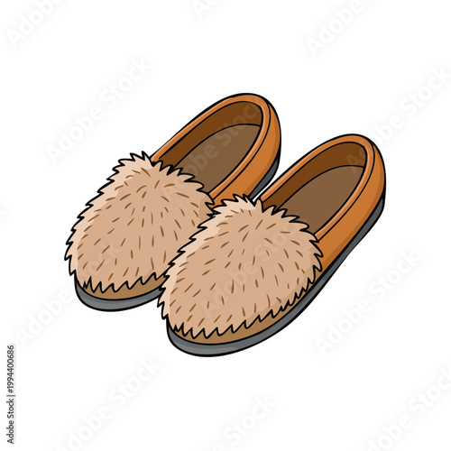 Cozy brown fur lined moccasin slippers with detailed stitching for indoor comfort