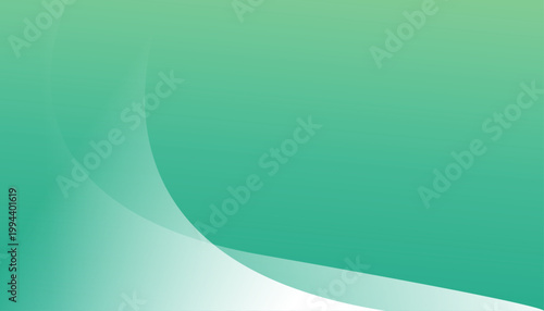 グリーン系グラデーションの流れる曲線とレイヤーが美しい抽象ウェーブ背景、ナチュラルでモダンなデザイン素材
