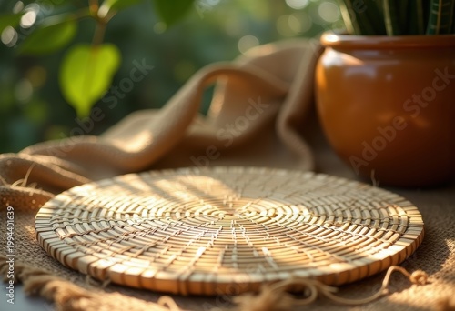 Bamboo Mat Handwoven Artistic Impact Eco-Friendly Durable Natural Home Accessory