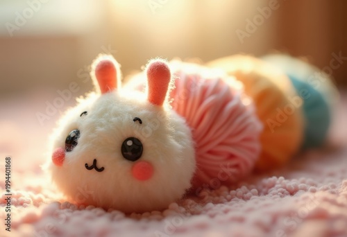 Charming Chenille Yarn Caterpillar − Plush and Fluffy Adventure Textures Unfold