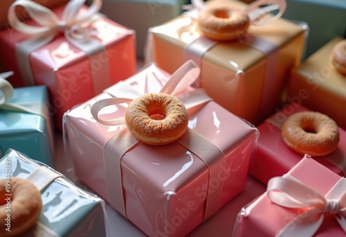 Clear Transparent Glossy Film Wrapping Vibrant Shimmering Cello Donut Layers Captivating Gift Wrap Coating