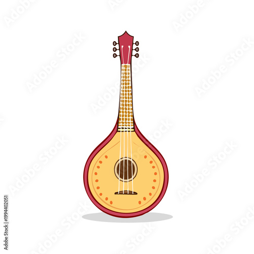 Portuguese Guitar Icon with Pear-Shaped Body and Decorative Soundhole