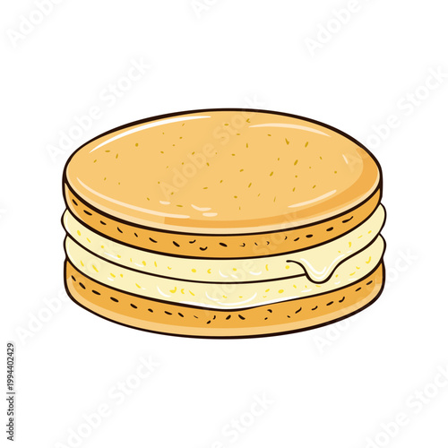 Simple layered cake with cream filling hand-drawn illustration