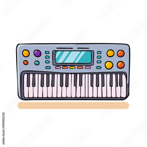 Colorful Electronic Keyboard Instrument with Buttons and Display