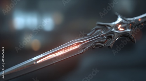 Metallic sword illustration on transparent