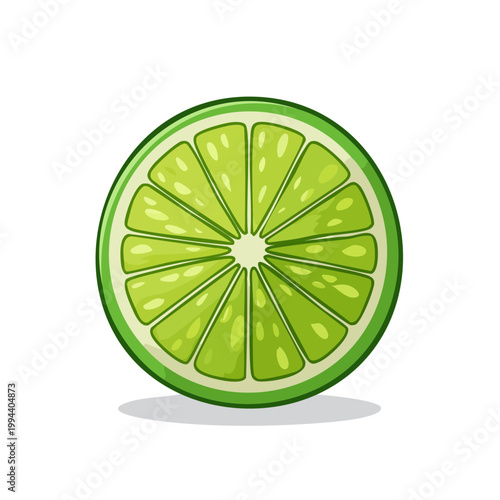 Vibrant green citrus lime slice illustration with juicy pulp and refreshing segments